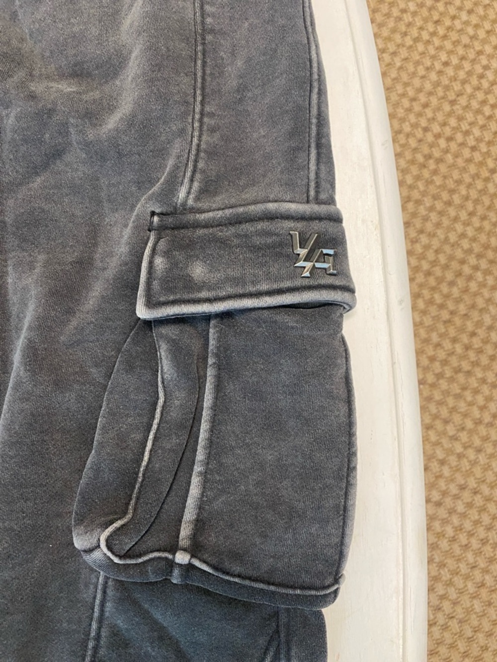 Youngla Batman Washed Gray Cargo Sweatpants with Side Pockets - Picture 5 of 9